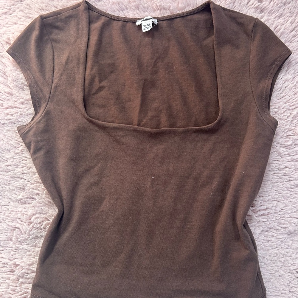 Garage Brown Cap Sleeve Top